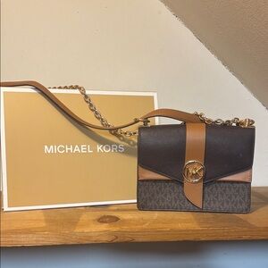 Michael Kors Black and Brown Crossbody Bag